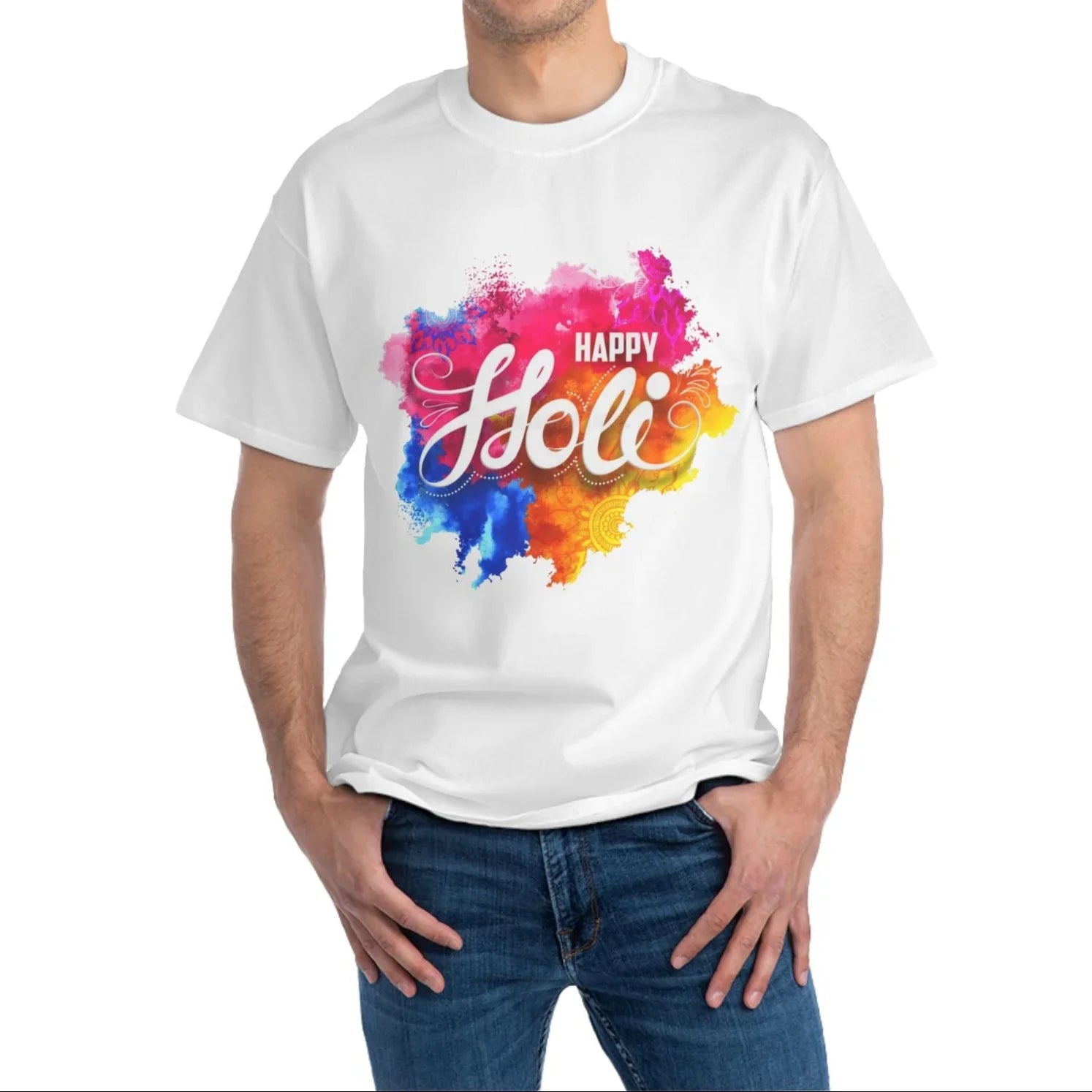 Happy Holi design T-Shirts Combo ( PACK OF 2 ) - 0