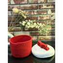 Christmas-Themed Handwoven Jute Rope Basket with Lid & Decorative Bow – Eco-Friendly Storage Box for Gifts, Candy & Home Décor (Red & White)-4