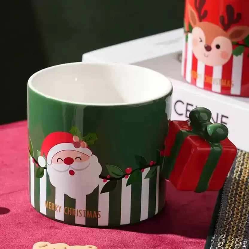 Christmas Themed Mug With Gift Box Handle - Assorted - Single Piece