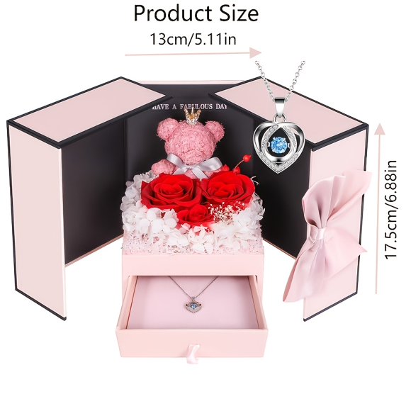 Royal Teddy Surprise Gift Box – Luxury Rose Arrangement with Hidden Necklace Drawer