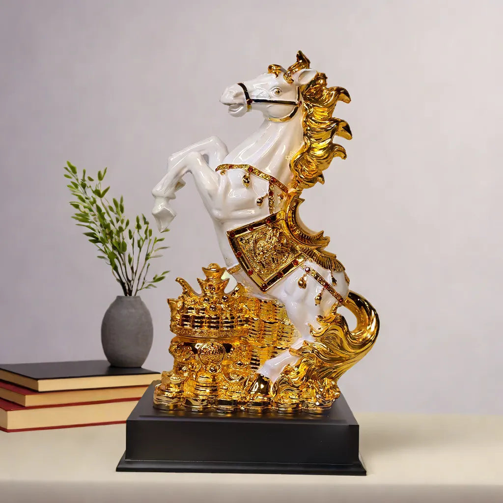 Regal Golden Horse Sculpture