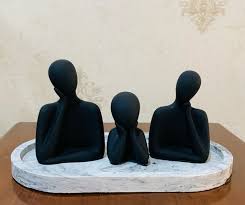 3 Pieces Black Figurine Showpiece