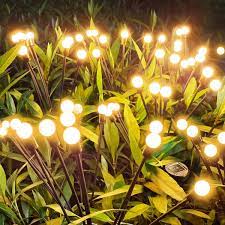 Solar Powered Firefly Lights  Outdoor Solar Firefly Garden Light Waterproof Decorative Solar Lights for Pathway Decoration Warm