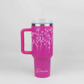 Buy pink Personalized FleurFlow™ Tumbler with Straw &amp; Lid