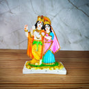 Marble Polish Lord Radha Krishna Love Couple Statue Stand on Lotus Sculpture Han-3