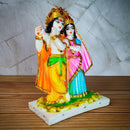 Marble Polish Lord Radha Krishna Love Couple Statue Stand on Lotus Sculpture Han-4