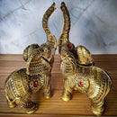 Set Of 2 Trunk Up Elephant Family Statue Showpiece Figurine indian Handicraft-3