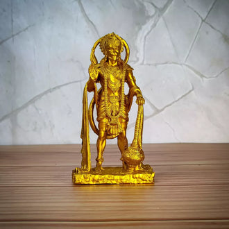 Indian Handicraft Golden Colour Shri Hanuman Idol - 0