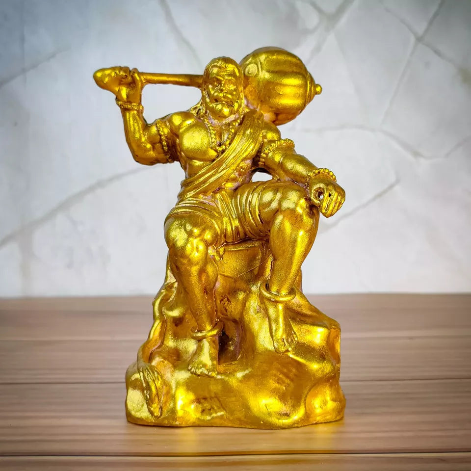 Premium Bahubali Hanuman Idol Sitting on Mountain, Home Decor Hanuman Murti - 0