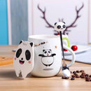 3D Mouth Lid Printed Panda Ceramic Coffee with Stainless Spoon Ceramic Coffee Mug  (350 ml)-5