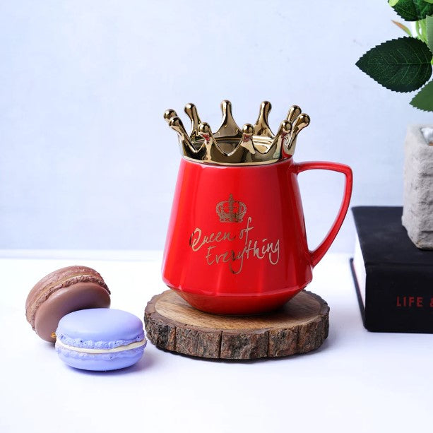 Buy red Coffee Tea Mug Cup Queen of Everything Ceramic Printed Gift for Loved Ones Funky Designer Mug Microwave Safe - Random