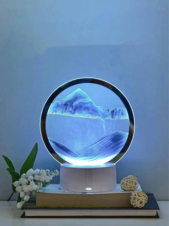 1pc Blue Mountain Pattern Decoration Craft, Round Plastic Home Ornament For Home Decor