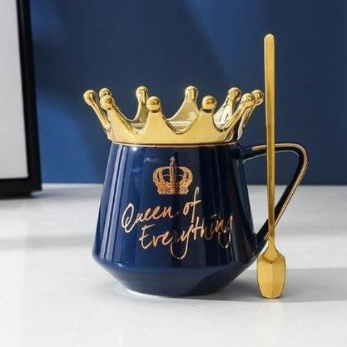 Buy blue Coffee Tea Mug Cup Queen of Everything Ceramic Printed Gift for Loved Ones Funky Designer Mug Microwave Safe - Random