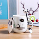 3D Mouth Lid Printed Panda Ceramic Coffee with Stainless Spoon Ceramic Coffee Mug  (350 ml)-6