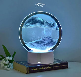 Buy blue 1pc Blue Mountain Pattern Decoration Craft, Round Plastic Home Ornament For Home Decor