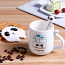 3D Mouth Lid Printed Panda Ceramic Coffee with Stainless Spoon Ceramic Coffee Mug  (350 ml)-1