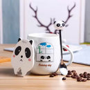 3D Mouth Lid Printed Panda Ceramic Coffee with Stainless Spoon Ceramic Coffee Mug  (350 ml)-4