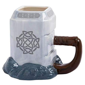 3D Ceramic Thor Hammer Mug Avenger Tea Mugs 1-Piece, Grey (500 ml) - 0