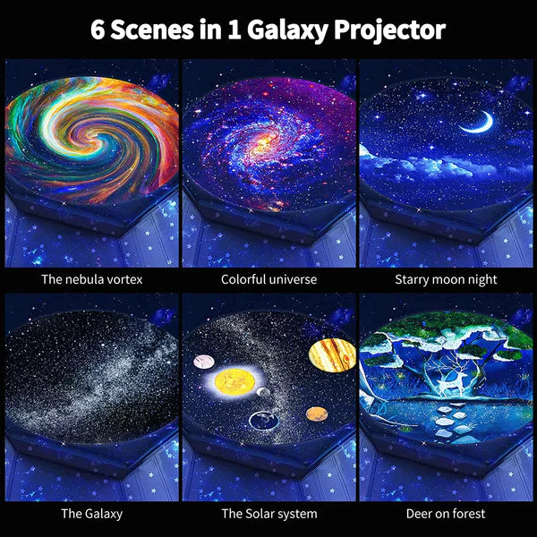 6 in 1 Galaxy Projector for Bedroom, Planetarium 360° Rotating Star Projector for Kids Room - 0