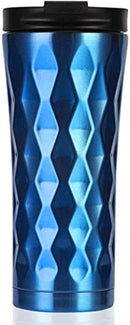 Double Wall Insulated Stainless Steel Diamond Cut Thermos Hot & Cold Tumbler Vacuum Flask 500 ML (Blue)-3