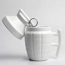 3D Ceramic Army Style Grenade Mug with Lid Coffee Tea Mug - 1 Piece, White, 280ml-3