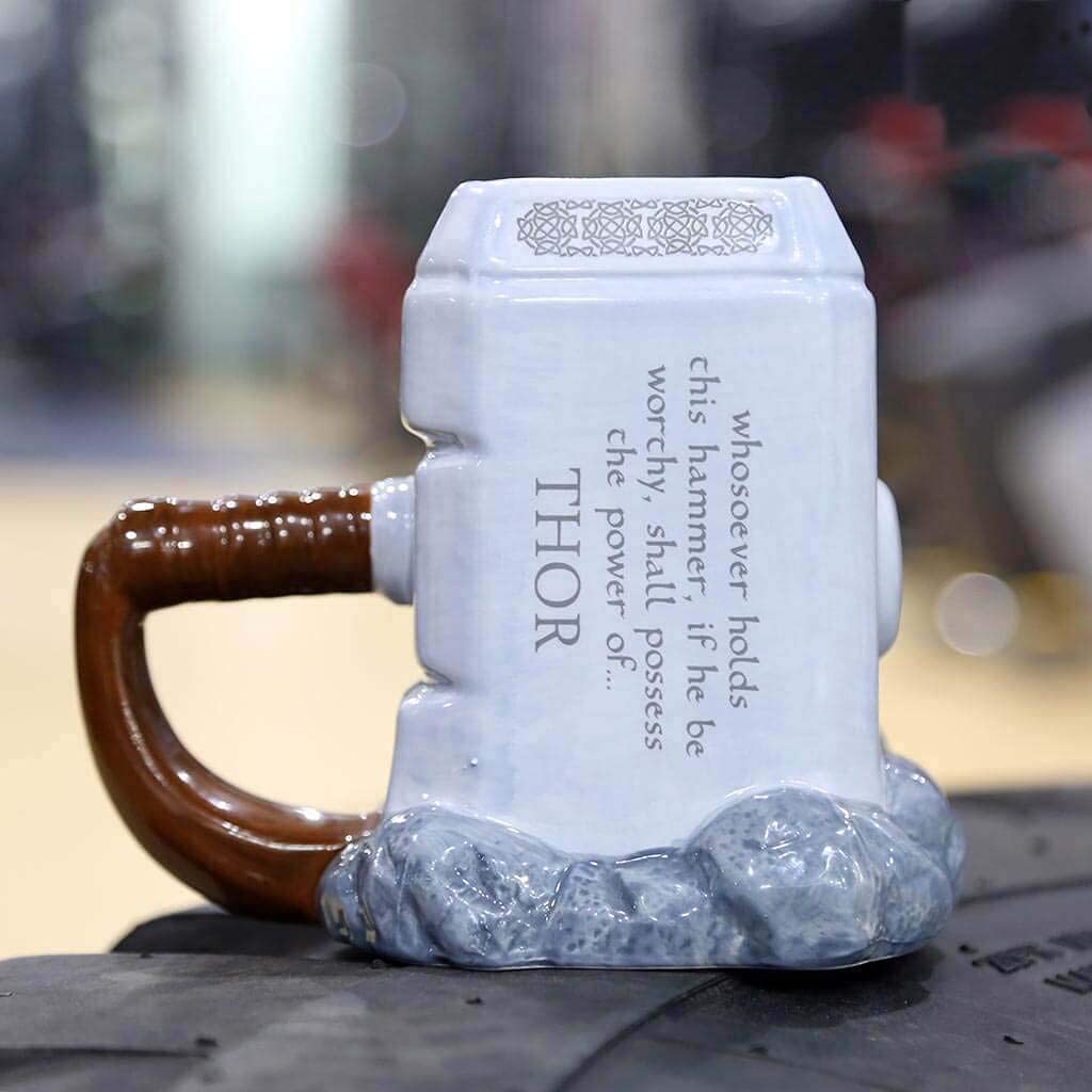 3D Ceramic Thor Hammer Mug Avenger Tea Mugs 1-Piece, Grey (500 ml)