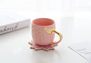 Mermaid Coffee Mugs/Tea Cups with Gold Handle Creative Ceramic Drinkware (Pink)-4