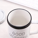 Good Morning Printed Ceramic Mug with Stainless Steel Straw for Cold Coffee and Ice Tea, 350 ml (White)-3