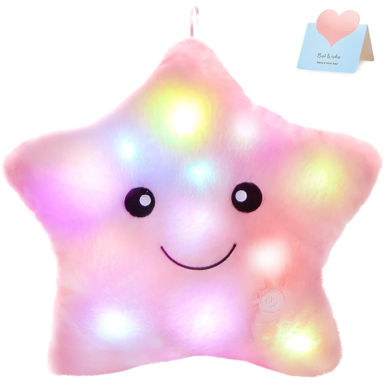 Twinkle Star Glowing LED Night Light Plush Pillows Stuffed Toys (Available in Blue, Pink, Purple, Yellow, White) - 0