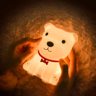 Cute Puppy Night Light Soft Silicone Lamp, Discolored USB Rechargeable Portable. - 0
