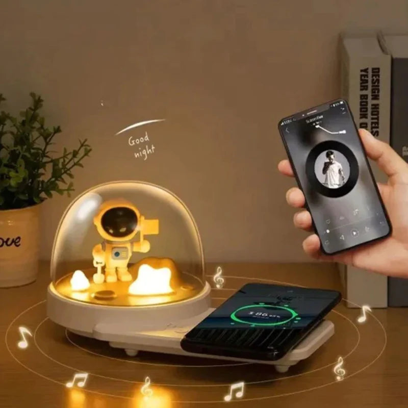 Triple Astro Fun | Astronaut 3-in-1 Wireless Charger, Night Light Lamp, and Bluetooth Speaker - 0