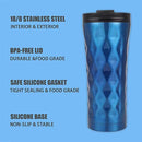 Double Wall Insulated Stainless Steel Diamond Cut Thermos Hot & Cold Tumbler Vacuum Flask 500 ML (Blue)-5