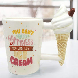 3D Ceramic Valentine Gift Item Ice Cream Cone Vanilla Softy Mug Tea Coffee Mug 350 ml - 0