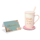 Coffee Mug, Coffee Mug with Lid, Birthday Gift for Mom, Ceramic Coffee Mug with Spoon, Gift for Mom Special with Gift Box, Diwali Gifts - Pink-4