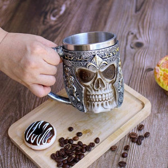 3D Skull Bone Stainless Steel Coffee Mug - 0