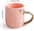 Mermaid Coffee Mugs/Tea Cups with Gold Handle Creative Ceramic Drinkware (Pink)-6