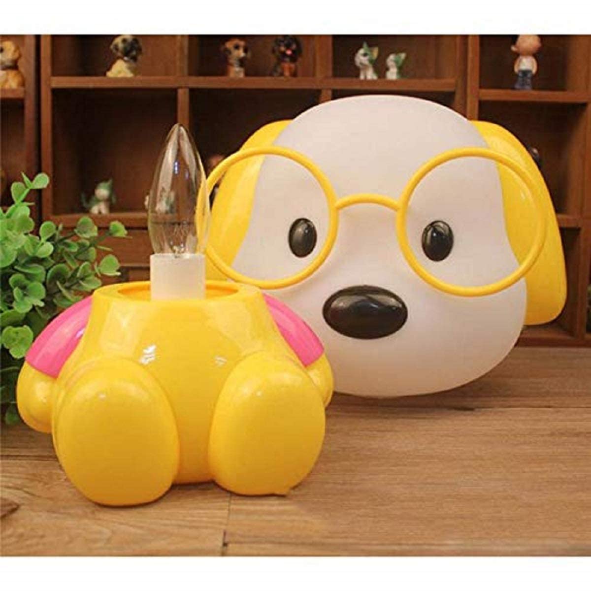 Table Lamp, Night Lamp for Kids, Cute Dog LED Table Lamp, Desk Table Lamp for Kids Bedroom (Yellow & White)