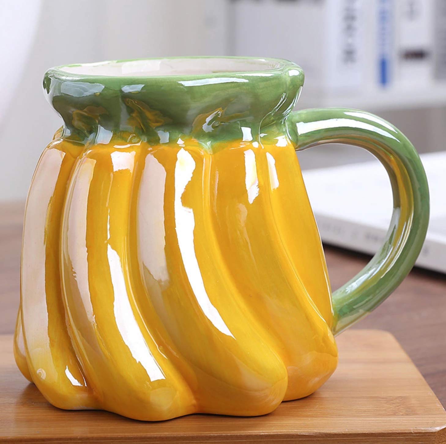 Banana Shape Ceramic Mug for Tea, Milk, Coffee Cup for Fruit Lovers - 0