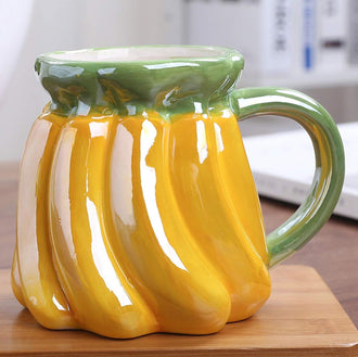 Banana Shape Ceramic Mug for Tea, Milk, Coffee Cup for Fruit Lovers - 0