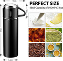 Water Bottle Thermos Flasks, Stainless Steel, Leak-Proof Thermos 500 ml with 2 Cups (Black)-5