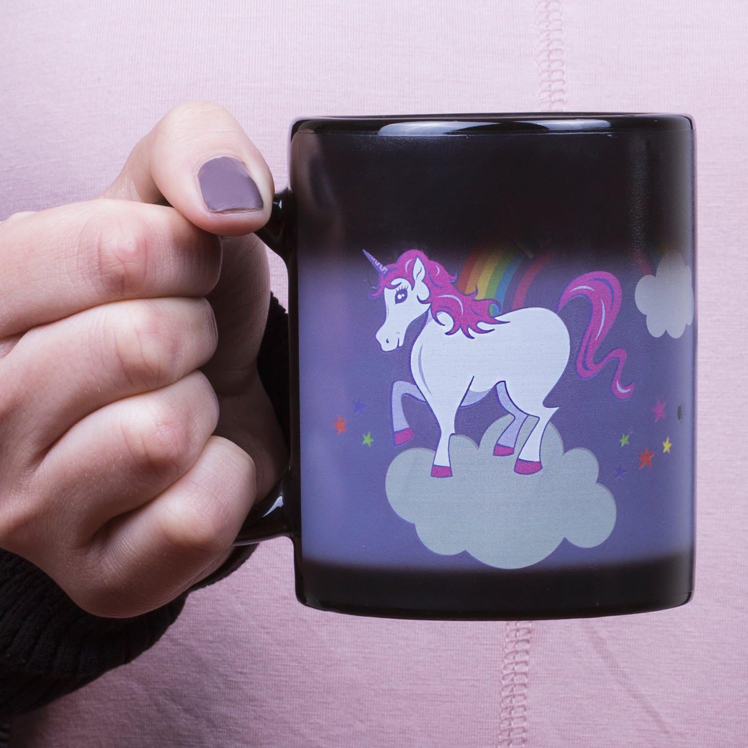 50 Fifty 10.5 x 10.5 x 10.5 cm Ceramic Unicorn Heat Color-Change Mug, Black