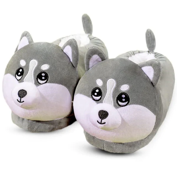 Husky Slippers Plush Lining Non Slip Winter House Slippers for Couples Christmas Gift (Universal Size) - 0