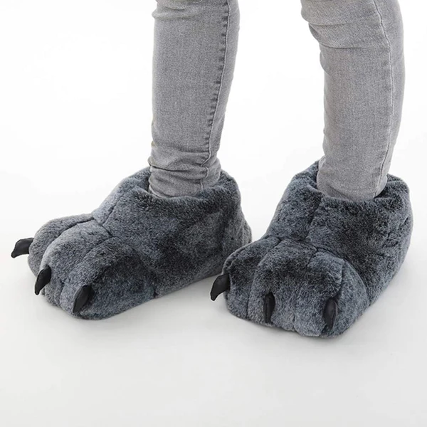 Wolf Slippers Plush Lining Non Slip Winter House Slippers for Couples Christmas Gift (Universal Size) - 0