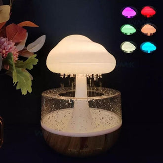 Rain Cloud Humidifier Water Drip, Mushroom Humidifier Waterfall Lamp, Mushroom Diffuser, Cloud Humidifier Rain Drop, Rain Sounds for Sleeping, Rain Cloud Diffuser - 0